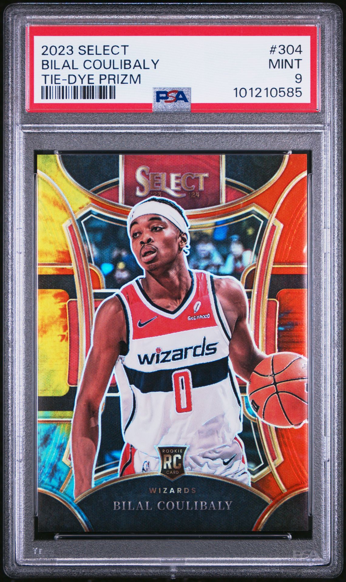 2023 Panini Select Bilal Coulibaly #304 (Tie-Dye Prizm) Mint 9 front