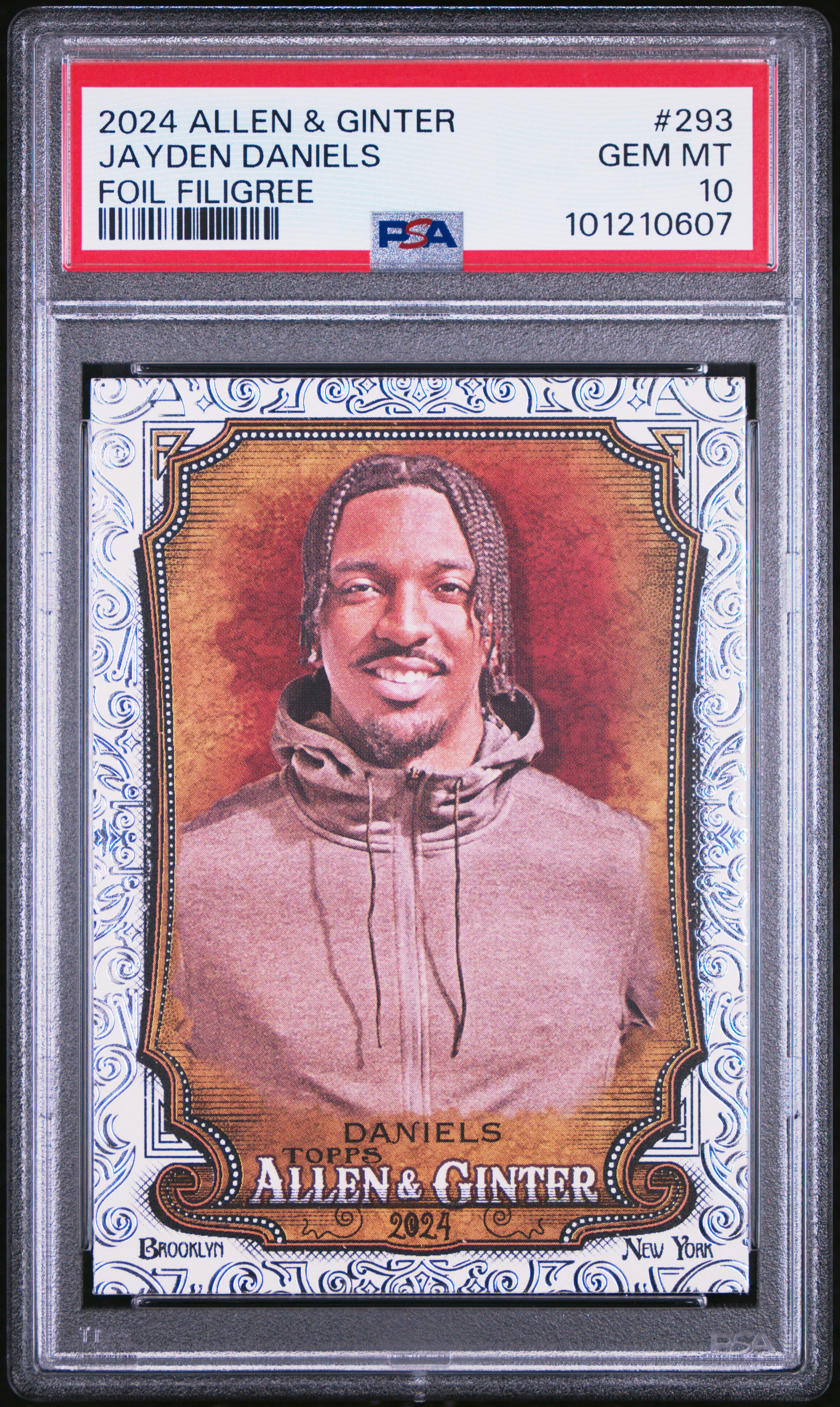 2024 Topps Allen & Ginter Jayden Daniels #293 (Foil Filigree) Gem Mt 10 front