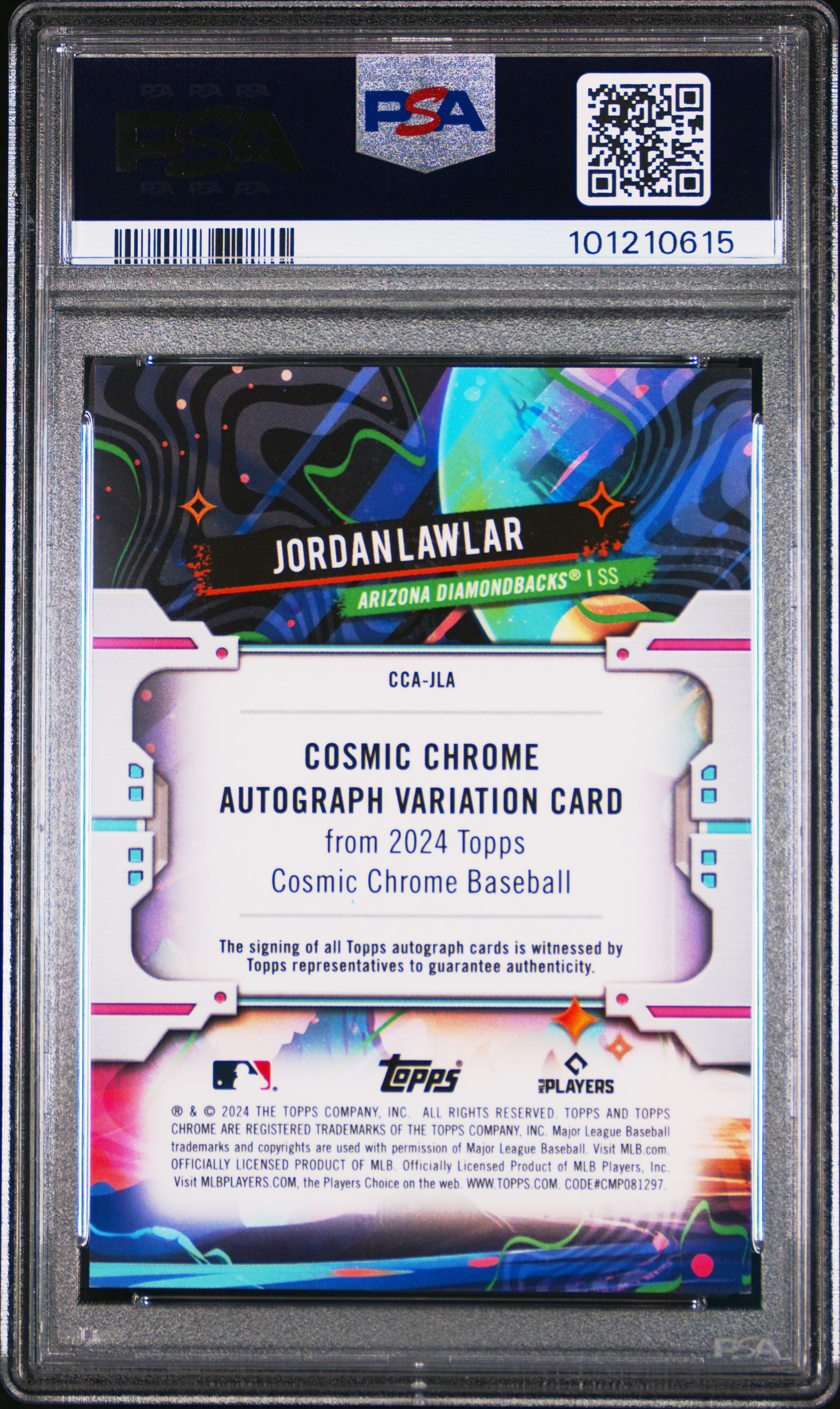 2024 Topps Chrome Cosmic Cosmic Chrome Autographs Jordan Lawlar #Jla (Au-Gold Interstellar Ref) Mint 9 back