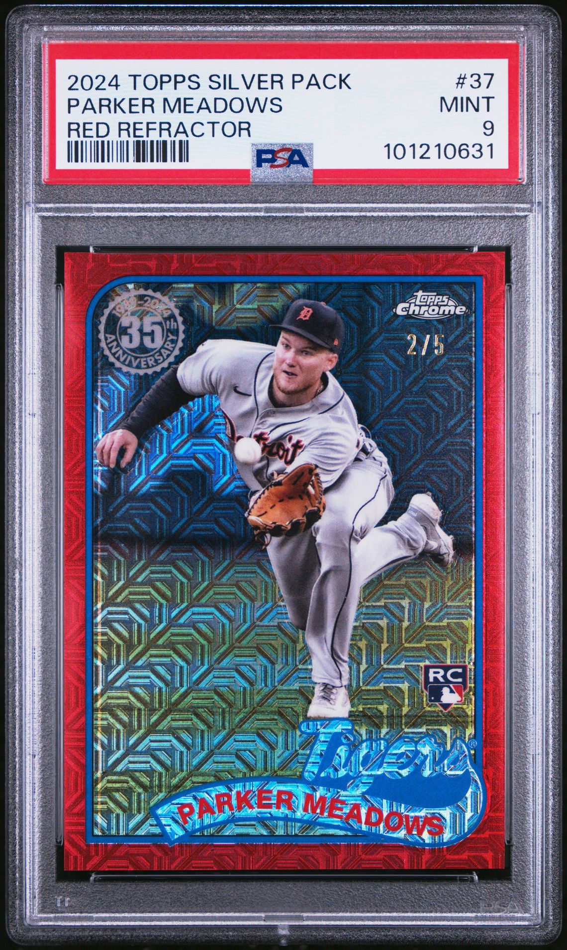 2024 Topps Silver Pack 1989 Chrome Promo Parker Meadows #37 (Red Refractor) Mint 9 front