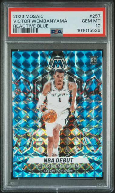 2023 Panini Mosaic Blue #257 Mosaic Victor Wembanyama Reactive front