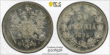 1893-L 50 Pen KM-2.2  Ag MS64