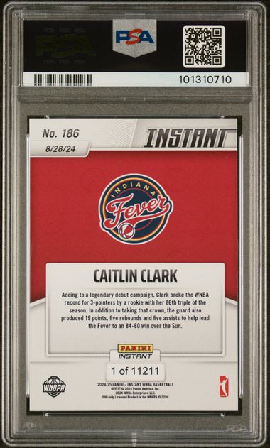 2024 Panini Instant Wnba Caitlin Clark #186 Gem Mt 10 back