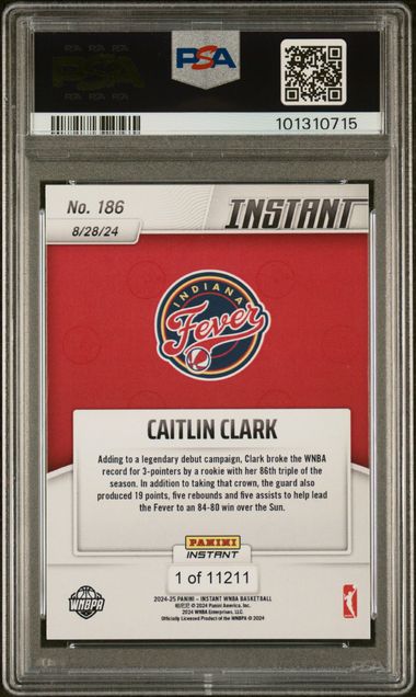 2024 Panini Instant Wnba Caitlin Clark #186 Gem Mt 10 back