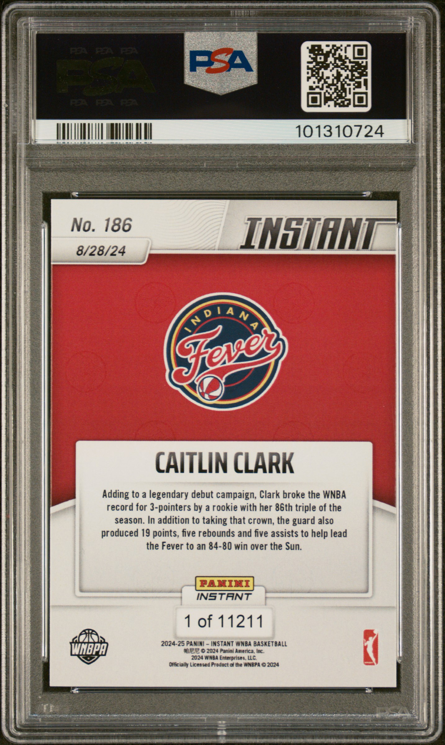 2024 Panini Instant Wnba Caitlin Clark #186 Mint 9 back