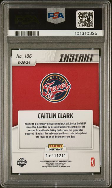 2024 Panini Instant Wnba Caitlin Clark #186 Gem Mt 10 back