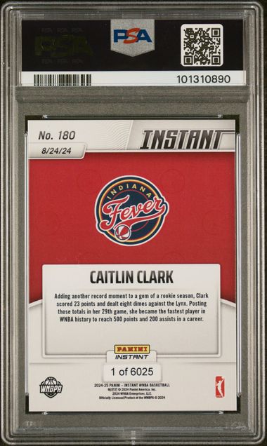 2024 Panini Instant Wnba Caitlin Clark #180 Gem Mt 10 back