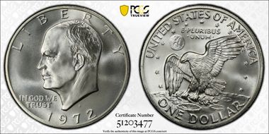 1972-S $1 Silver MS68