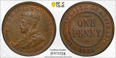 1921 1D English Obverse MS63BN