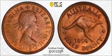 1954 Y. (p) 1/2D MS64RB