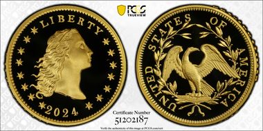 2024 $1 Flowing Hair High Relief Au 230th Anniversary First Strike PR70DCAM