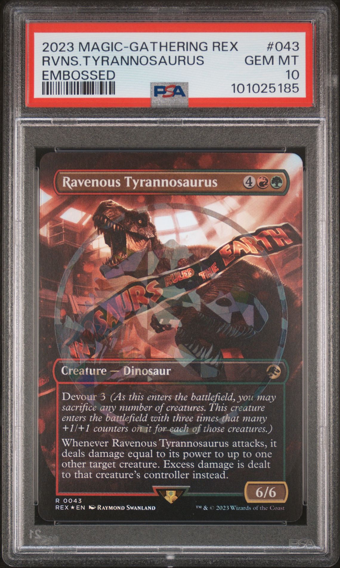 2023 MTG MAGIC THE GATHERING JURASSIC WORLD COLLECTION EMBOSSED #043 Rvns.Tyrannosaurus front