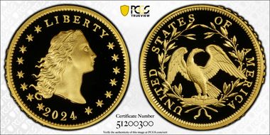 2024 $1 Flowing Hair High Relief Au 230th Anniversary First Strike PR69DCAM