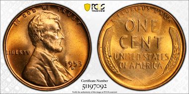 1953-D 1C MS67RD