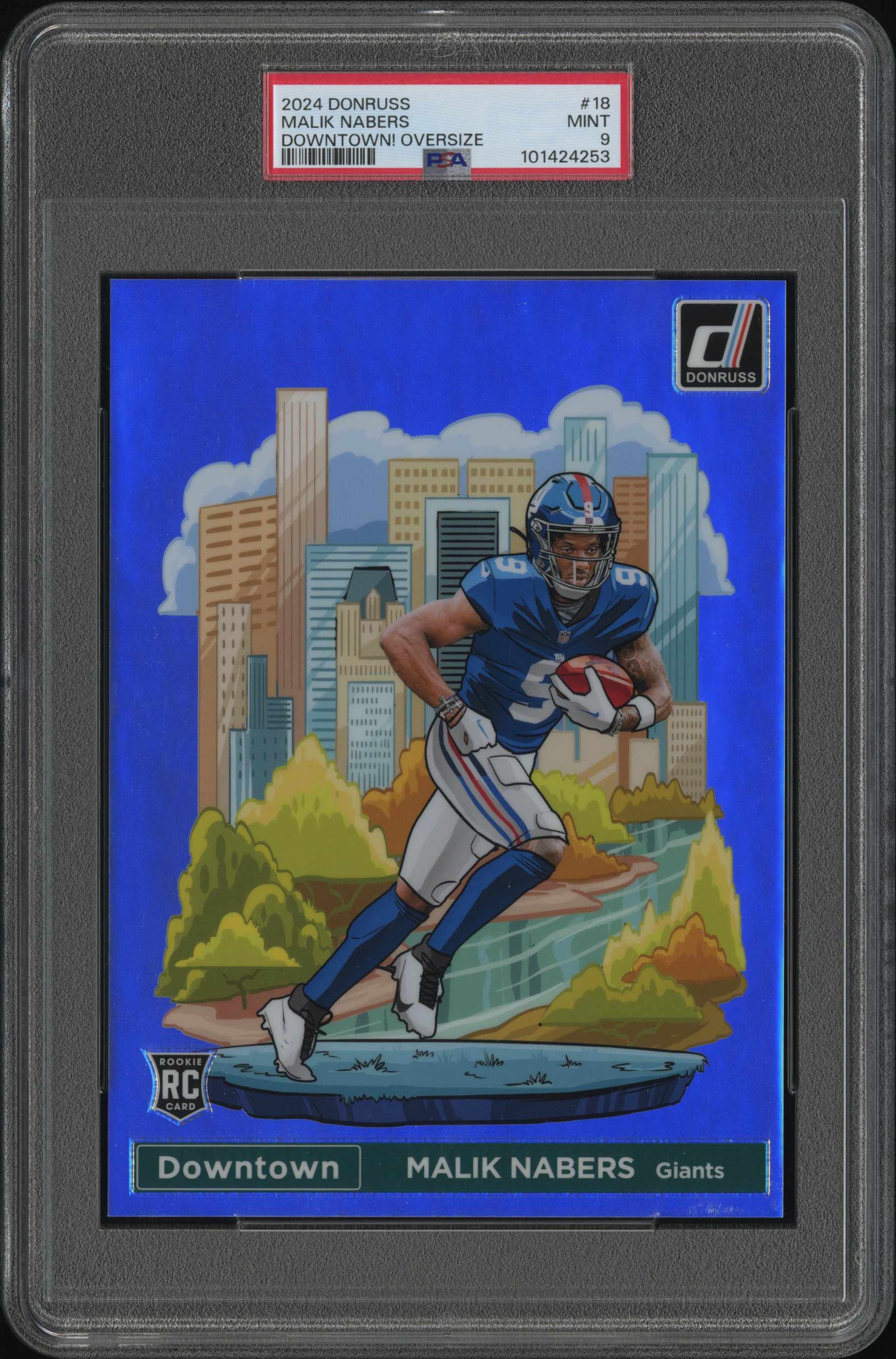 2024 Panini Donruss Downtown! Malik Nabers #18 (Downtown!-Oversize) Mint 9 front
