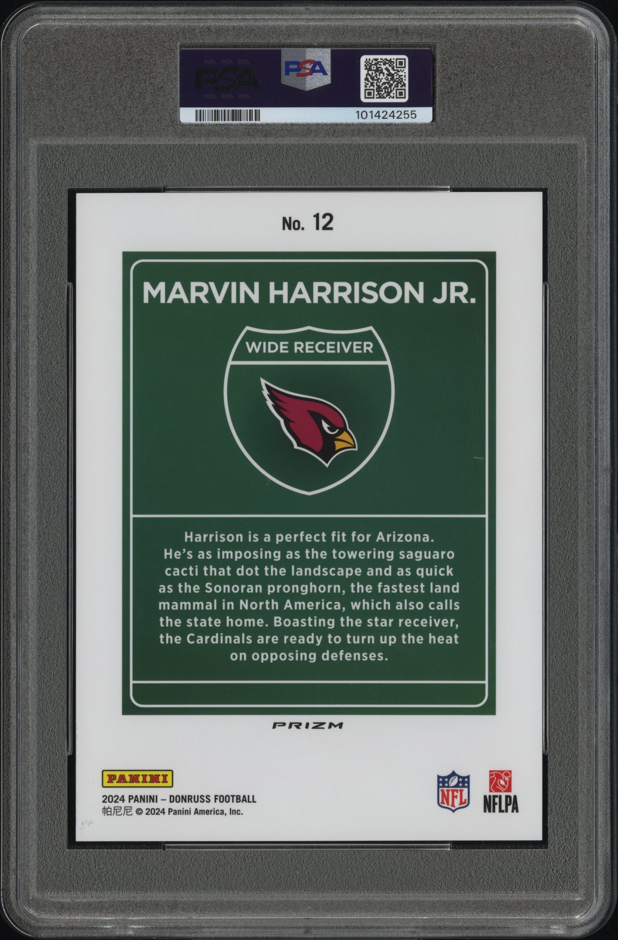 2024 Panini Donruss Downtown! Marvin Harrison Jr. #12 (Downtown!-Oversize) Mint 9 back