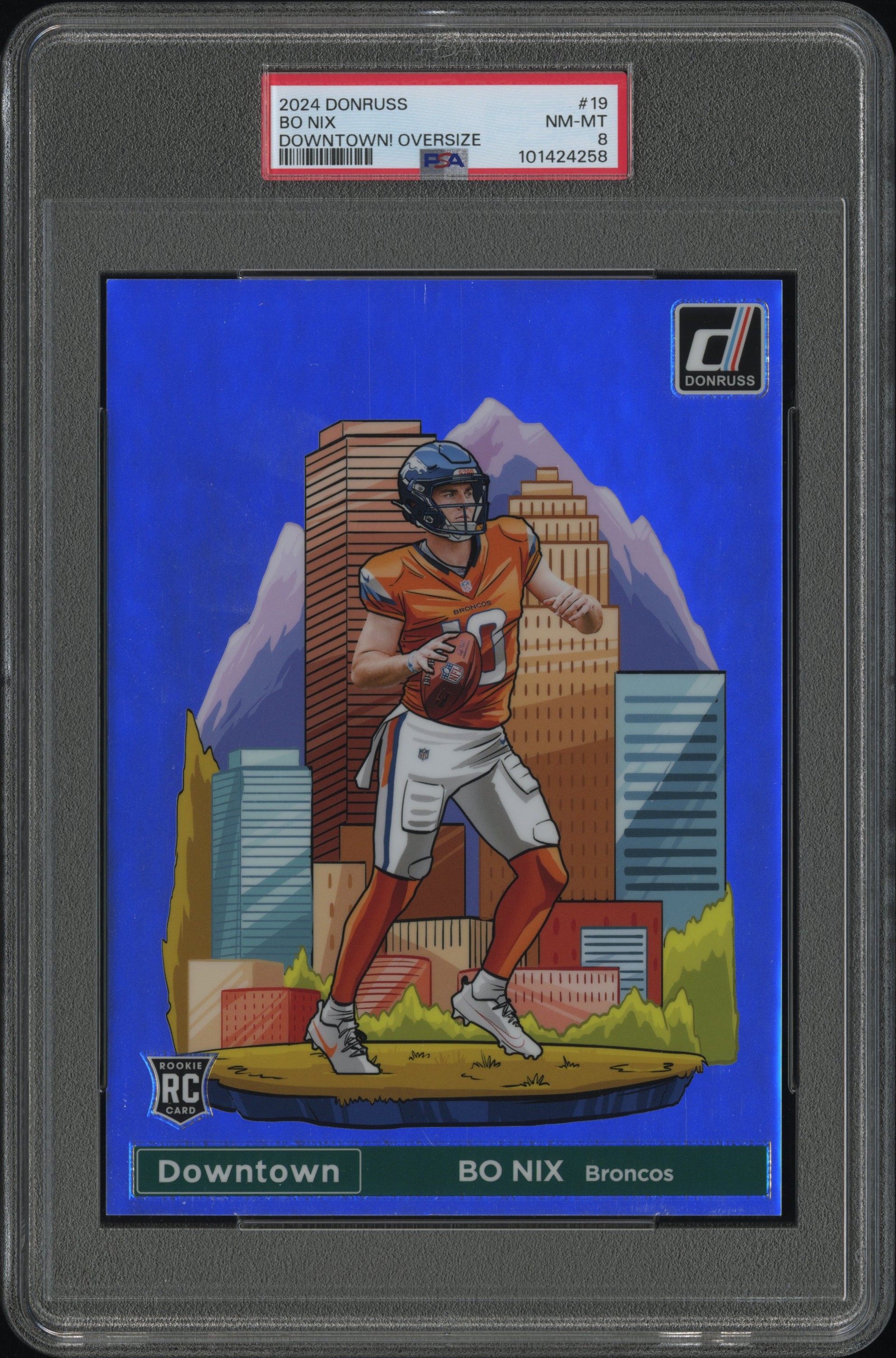 2024 Panini Donruss Downtown! Bo Nix #19 (Downtown!-Oversize) Nm-Mt 8 front