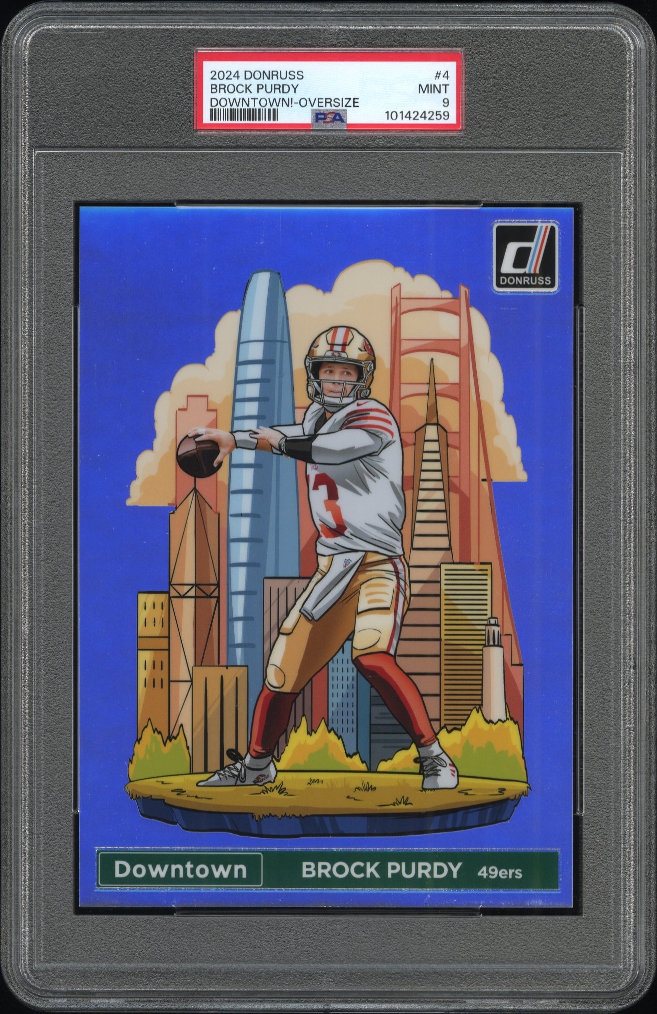 2024 Panini Donruss Downtown! Brock Purdy #4 (Downtown!-Oversize) Mint 9 front