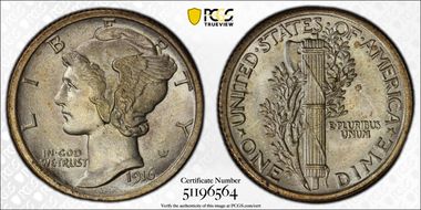 1916 10C Mercury MS67+ FB