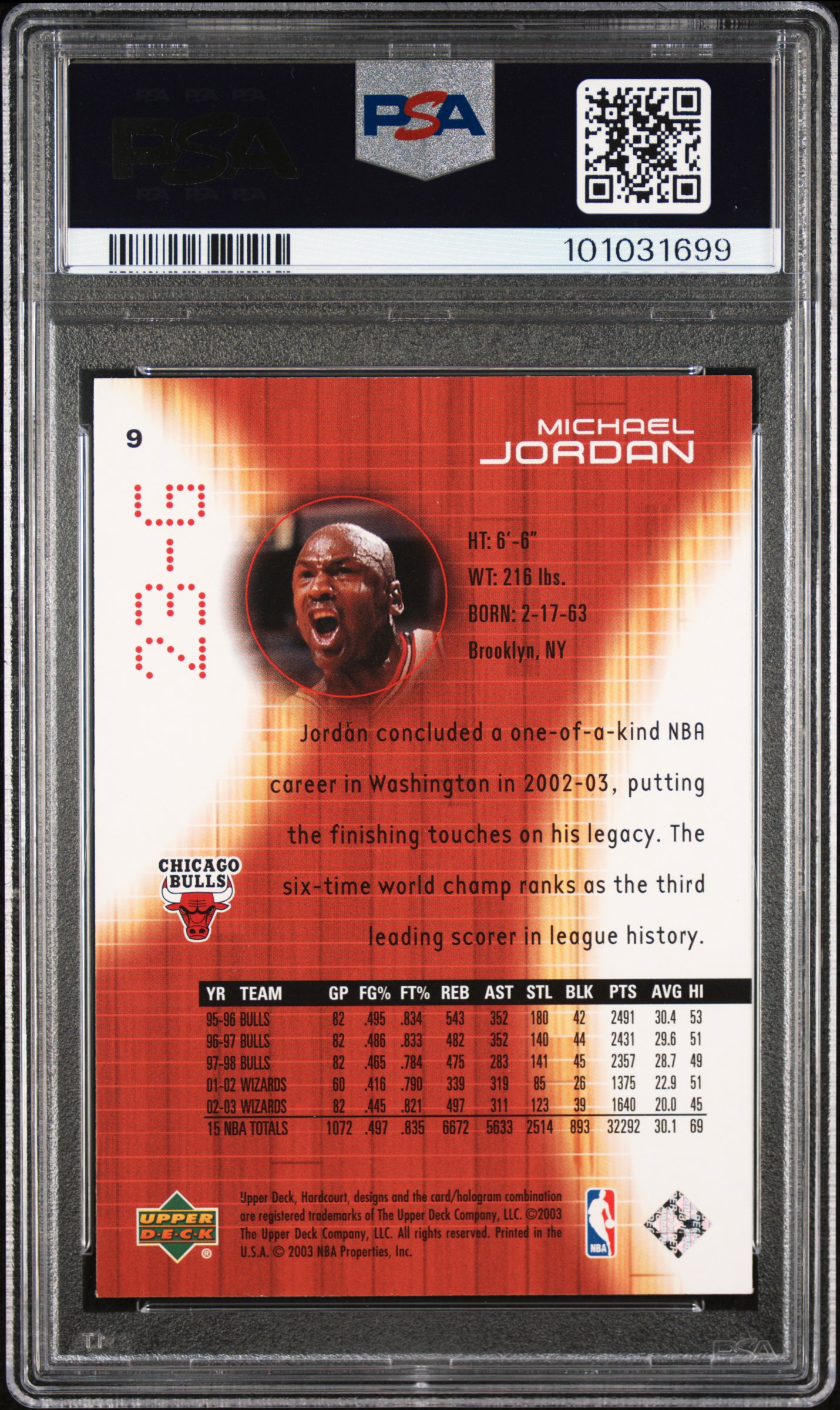 2003 Upper Deck Hardcourt Michael Jordan #9 Nm-Mt 8 back