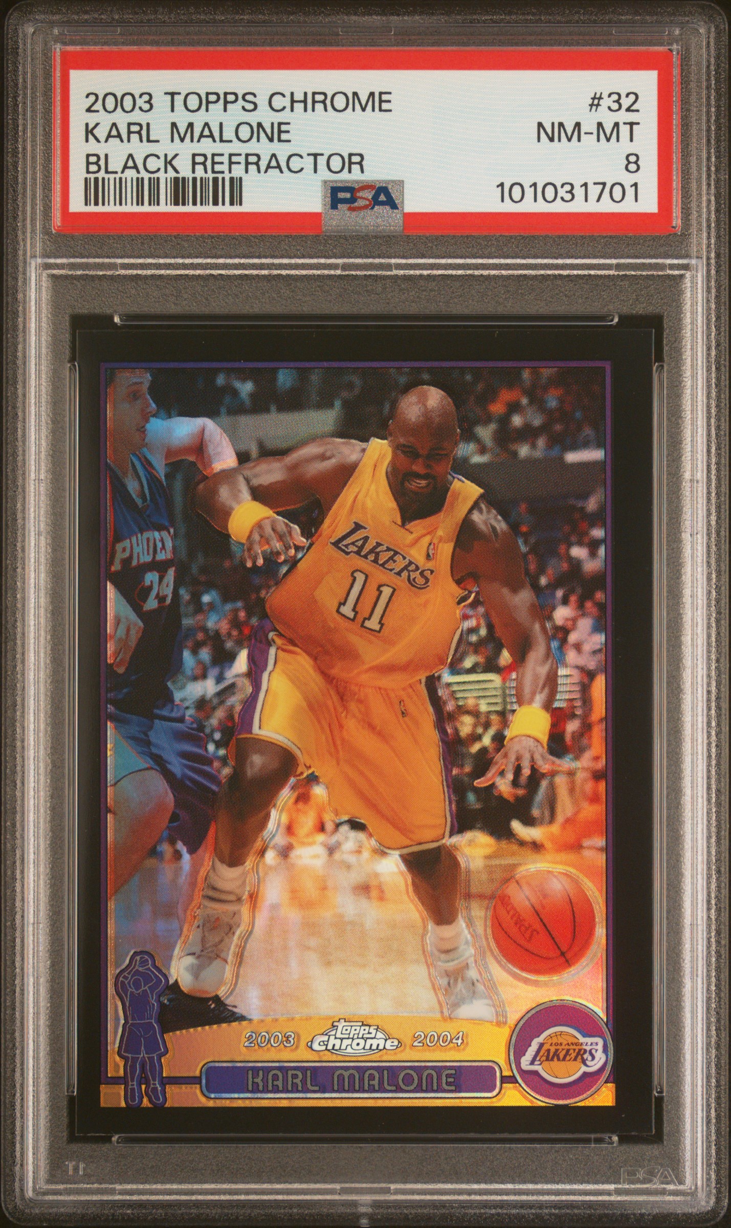 2003 Topps Chrome Karl Malone #32 (Black Refractor) Nm-Mt 8 front