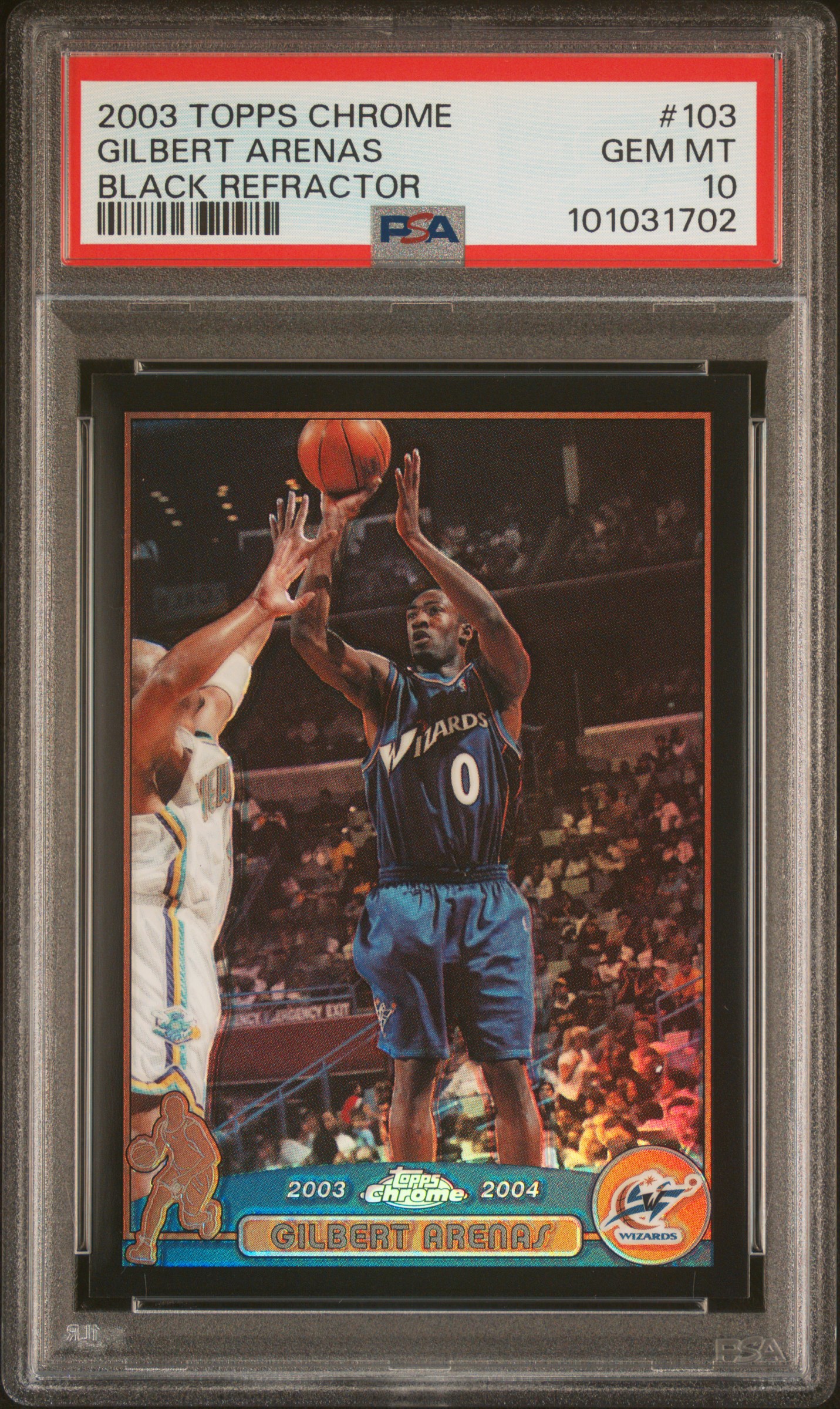 2003 Topps Chrome Gilbert Arenas #103 (Black Refractor) Gem Mt 10 front