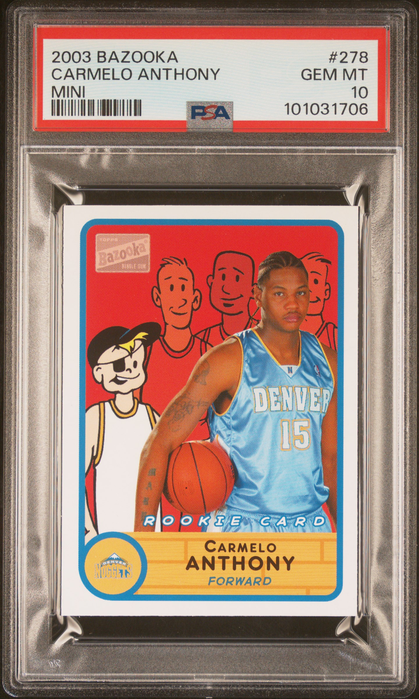 2003 Bazooka Carmelo Anthony #278 (Mini) Gem Mt 10 front