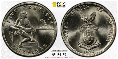 1944-S 5C MS66