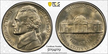 1939-D 5C Reverse of 1940 MS65