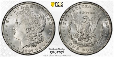 1897 $1 VAM 6A, Pitted Reverse MS66