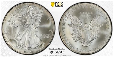 2002 $1 Silver Eagle MS69