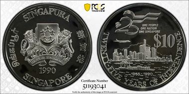 1990-SM $10 25th Ann Independence PR68DCAM