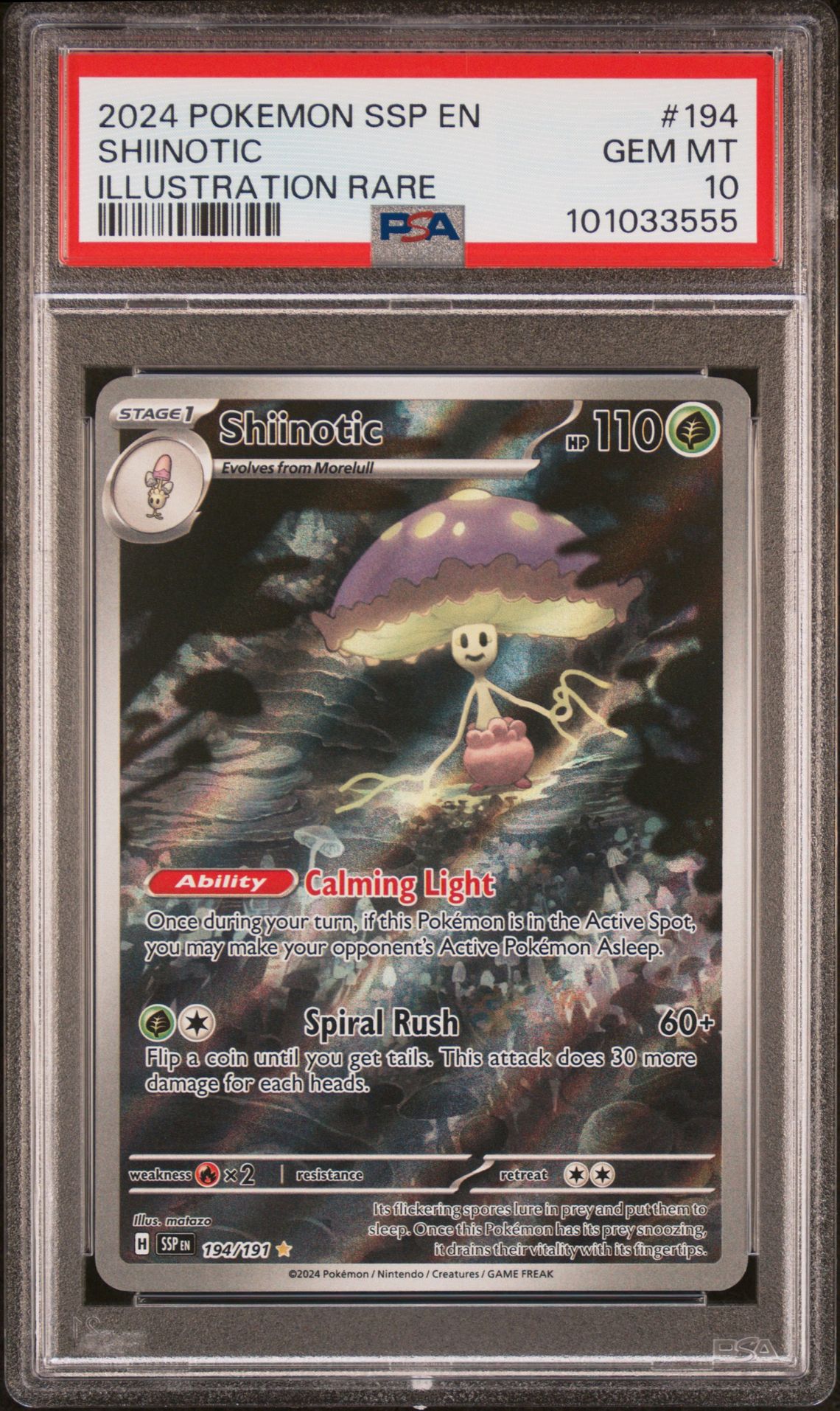 2024 Pokemon POKEMON SSP EN-SURGING SPARKS Illustration Rare #194 Shiinotic front