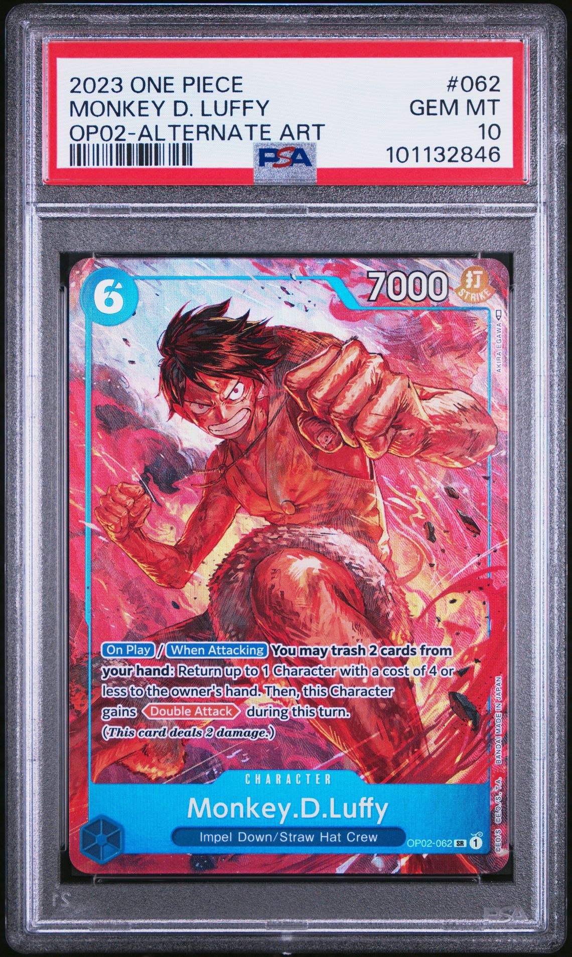2023 One Piece ONE PIECE OP02-PARAMOUNT WAR ALTERNATE ART #062 Monkey D. Luffy front