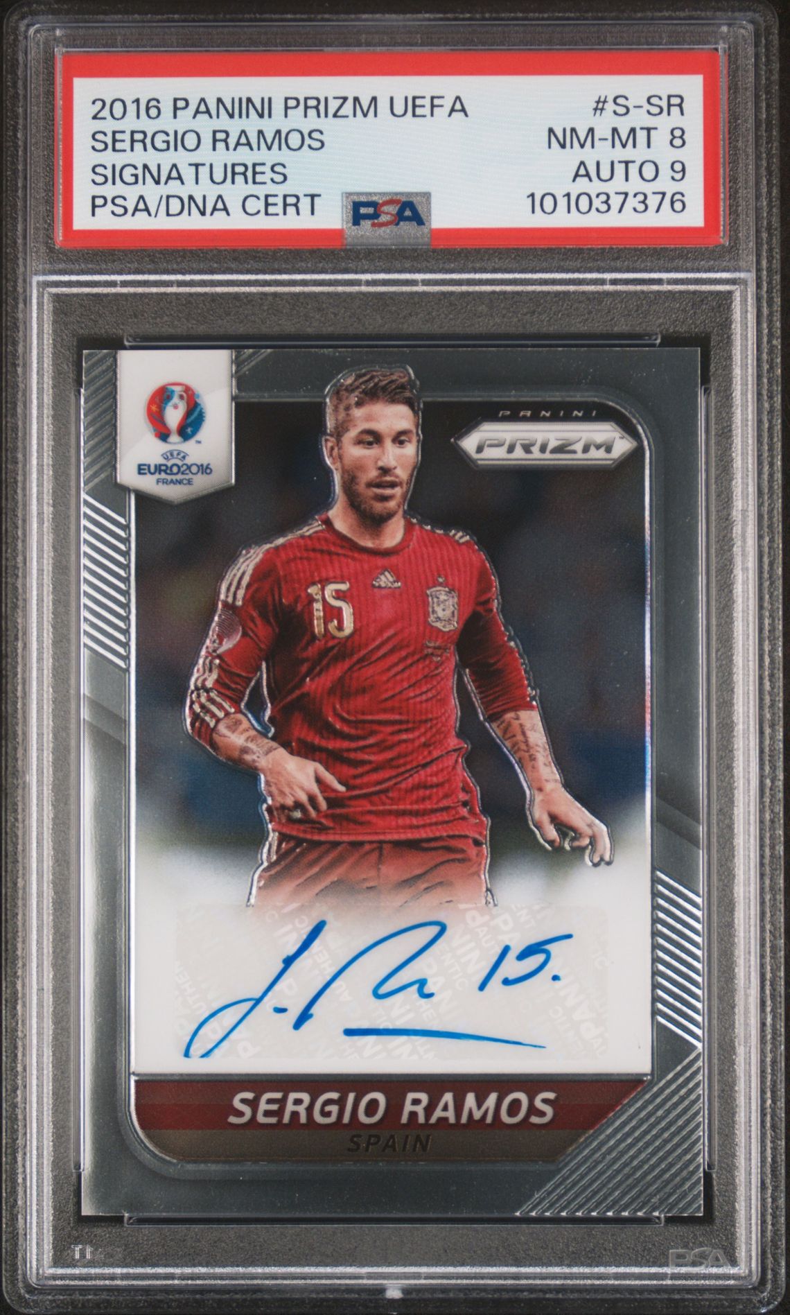2016 Panini PANINI PRIZM UEFA SIGNATURES #S-SR Sergio Ramos front