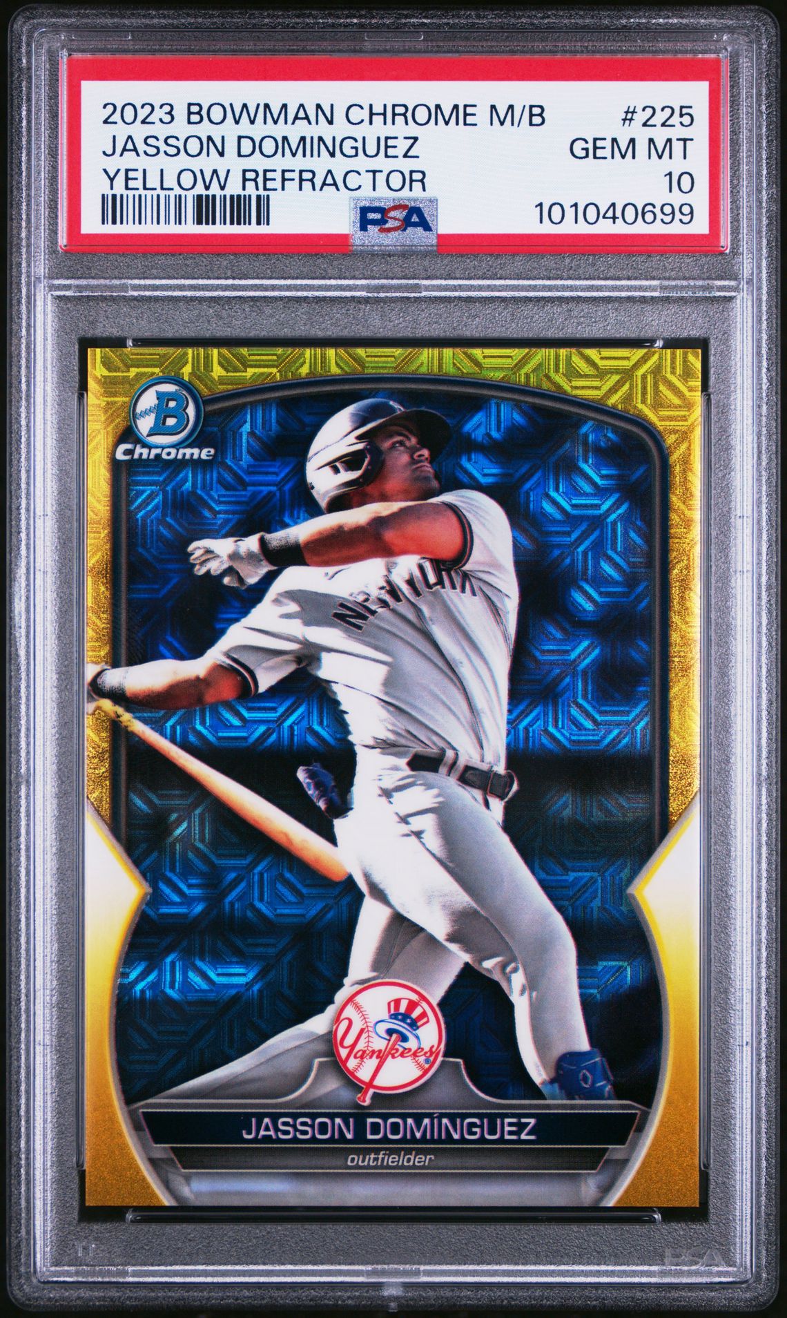 2023 Bowman BOWMAN MEGA BOX CHROME YELLOW REFRACTOR #225 Jasson Dominguez front