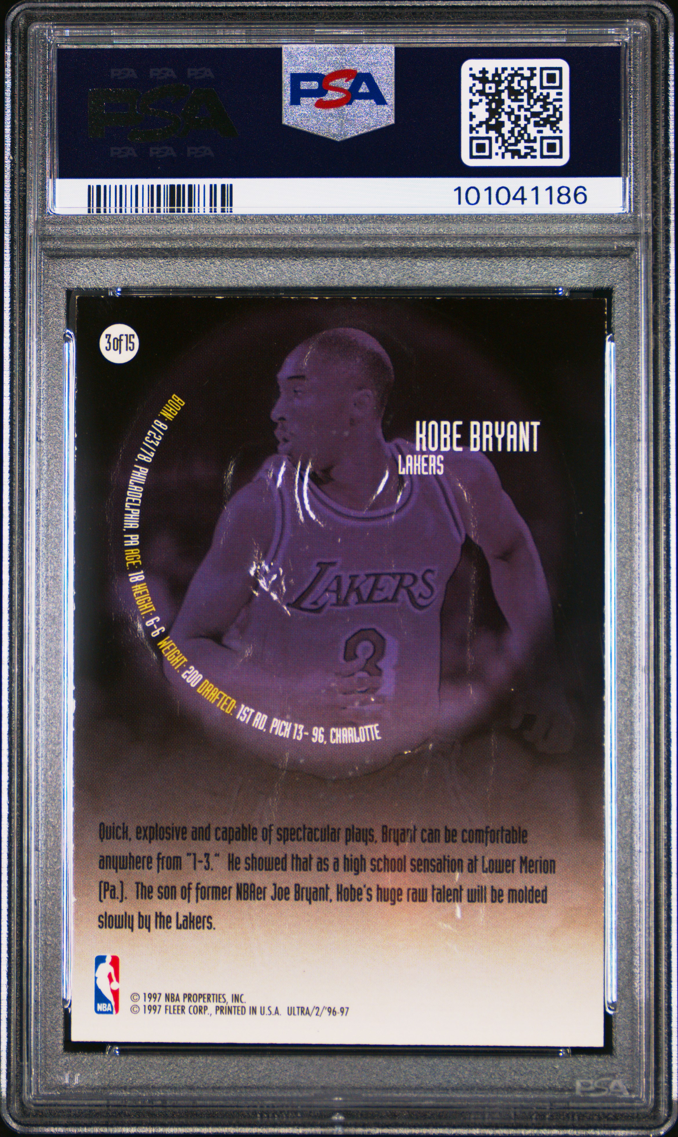 1996 Ultra All-Rookies Kobe Bryant #3 Nm 7 back