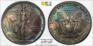 1990 $1 Silver Eagle MS67