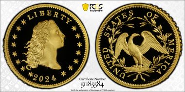 2024 $1 Flowing Hair High Relief Au 230th Anniversary First Strike PR70DCAM