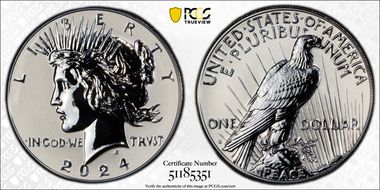 2024-S $1 Peace Dollar Rev PR Two-Coin Reverse Proof Set First Strike PR69