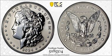 2024-S $1 Morgan Dollar Rev PR Two-Coin Reverse Proof Set PR70