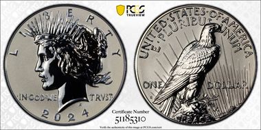 2024-S $1 Peace Dollar Rev PR Two-Coin Reverse Proof Set PR69
