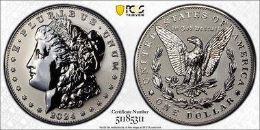 2024-S $1 Morgan Dollar Rev PR Two-Coin Reverse Proof Set PR70