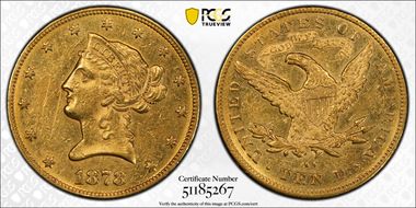 1878-CC $10 AU53+