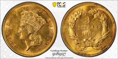 1889 $3 MS62