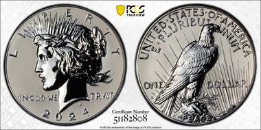 2024-S $1 Peace Dollar Rev PR Two-Coin Reverse Proof Set PR70