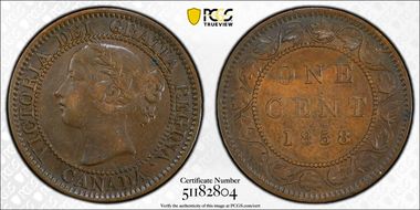 1858 1C ↑↑ Bronze, Broken Vine AU50BN