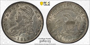 1819/8 50C Small 9 AU53