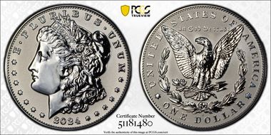 2024-S $1 Morgan Dollar Rev PR Two-Coin Reverse Proof Set PR70