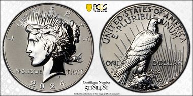 2024-S $1 Peace Dollar Rev PR Two-Coin Reverse Proof Set PR70